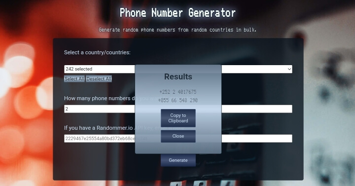 Phone Number Generator